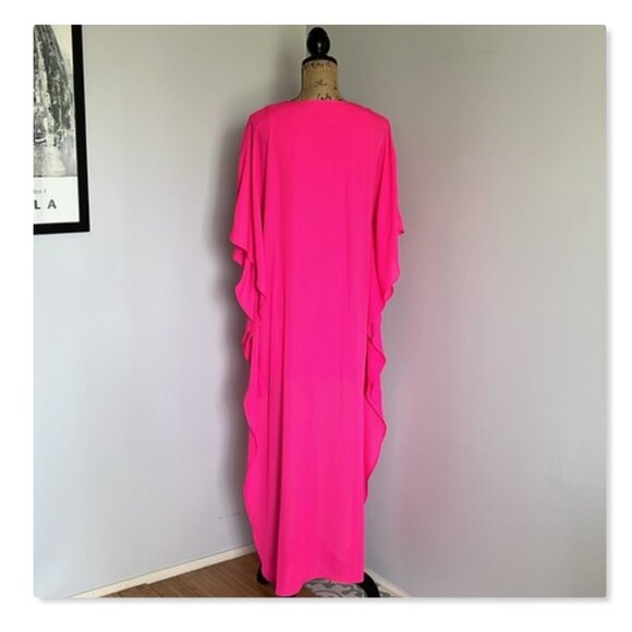 Adrienne Hot Fluorescent Pink High Low Dress Coverup Top Sz S - Picture 9 of 13